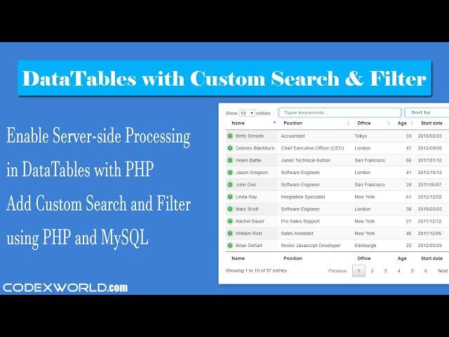 Add Custom Search and Filter to DataTables Server-side Processing with PHP