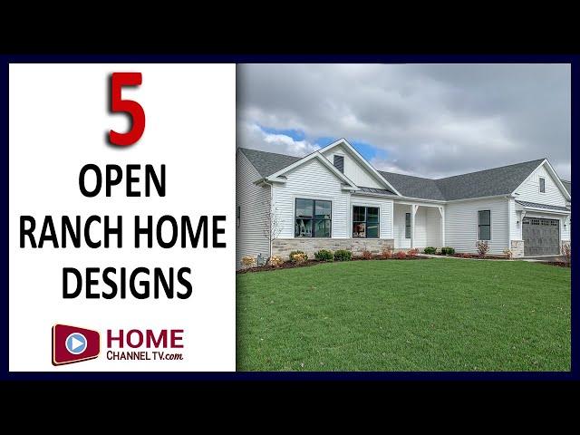 Five Beautiful Custom Ranch Home Designs - Walk-through Tours - Open Concept House Design Ideas