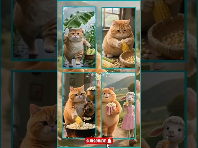 Cat Picks Corn, Makes Popcorn & Has Movie Night with Bae. #shorts #funnycat #popcorn
