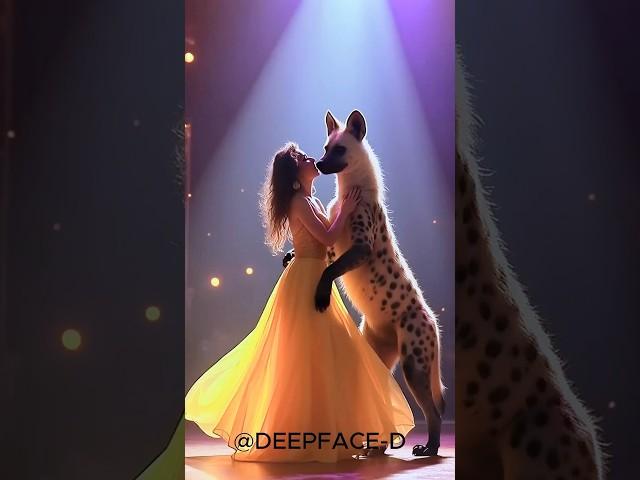 A woman dances with a hyena on AGT #agt #magic #talent #shorts #dance #performance #deepface