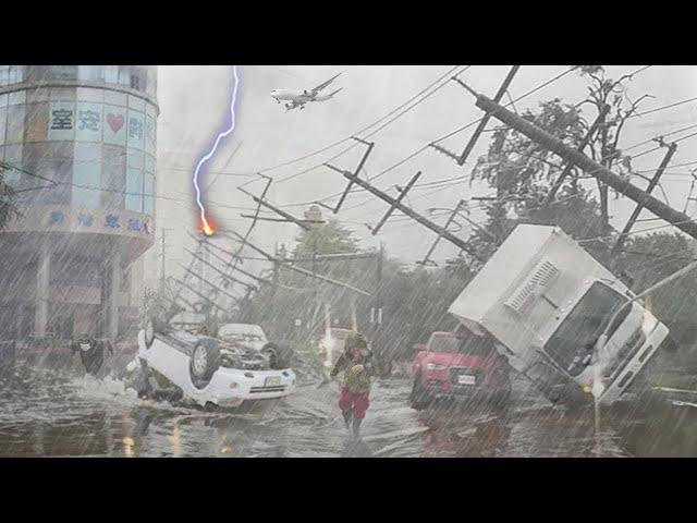 China in ruins today! 200km/h winds destroy roofs of buildings in lanzhou