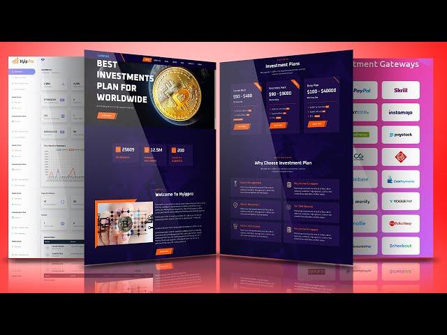 How to Make Own Modern HYIP Investment Platform Website Using HYIP PRO Php Script Laravel MySql