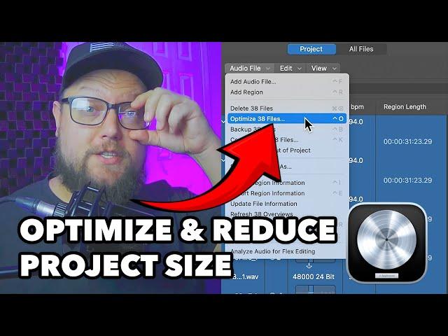 Logic Pro 11 - Optimize Audio Files (Reduce File Size of Large Projects)