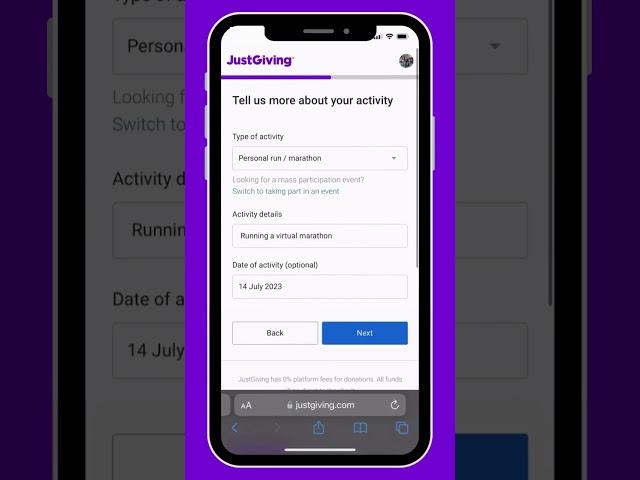 How to create your JustGiving page