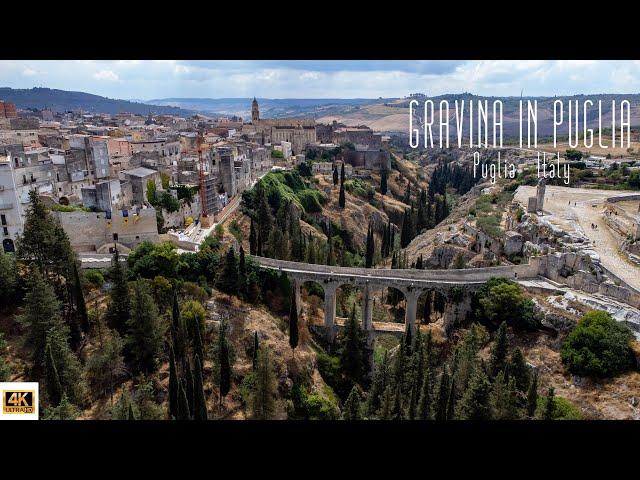  4K drone video of Gravina in Puglia, Puglia, Italy.