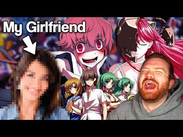 My GIRLFRIEND Reacts To ANIME OPENINGS For The First Time!