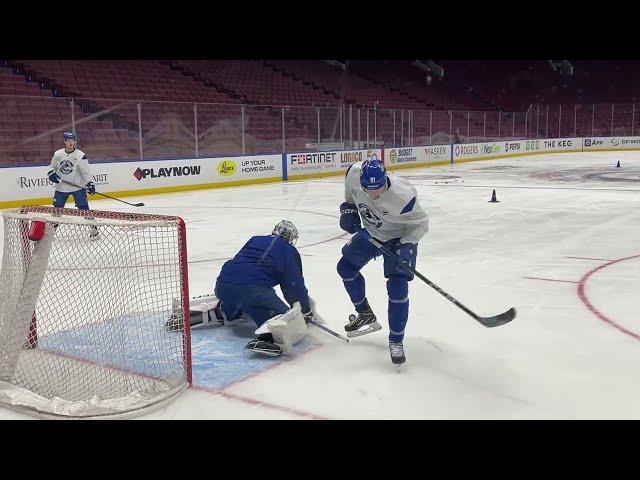 Raw Footage: Dakota Joshua takes part in Canucks' line rushes at practice