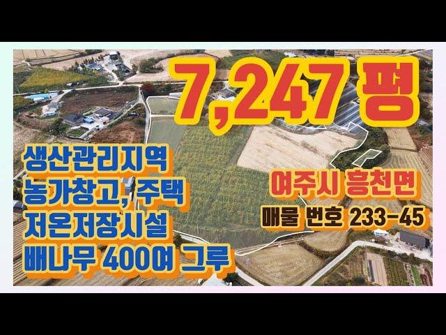 여주시 흥천면 생산관리지역 배나무 과수원 시설채소 하우스용 7,247평 주택 창고 저온저장고 농로길 두 면 접한  여주 부동산 토지 매매 [ 233-45 ] 여주 한강부동산 tv