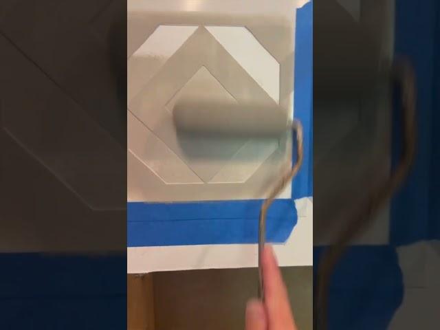 Check out this stenciled faux fireplace makeover! Wait till the end! #stencil #tilestencil