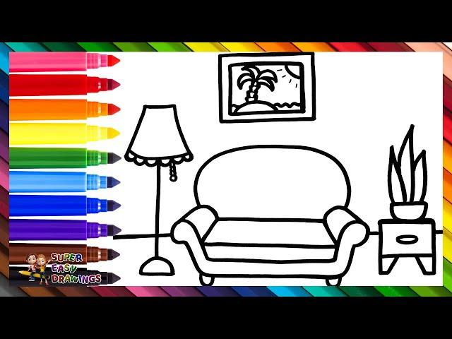 Draw And Color A Living Room ️️🪴 Drawings For Kids