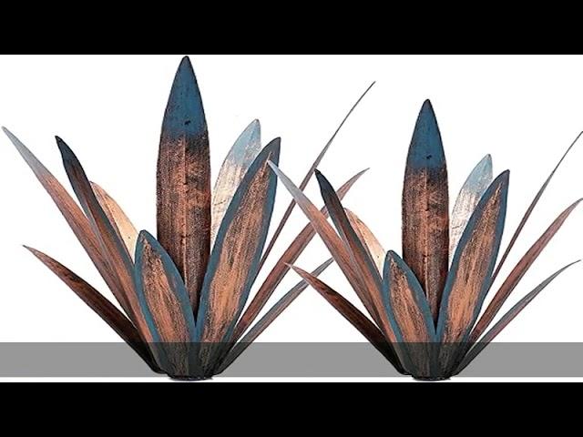 Jesokiibo 2pcs Tequila Rustic Sculpture DIY Metal Agave Plant Home Decor Rustic Hand Painted Metal