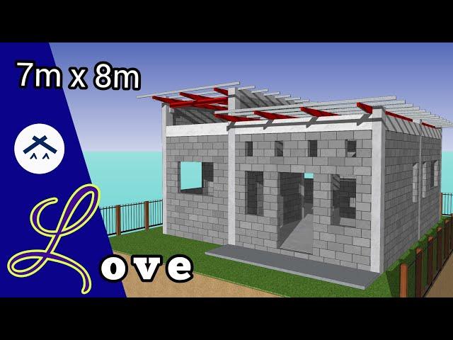 Simple House Design 3 bedroom (7x8m)