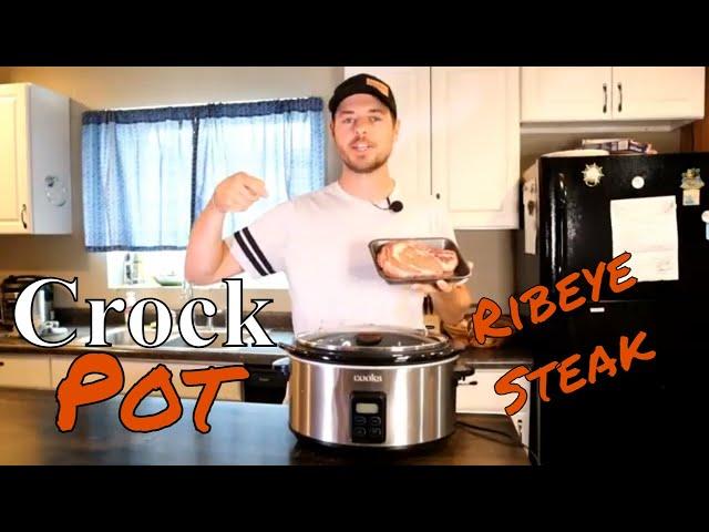 How to make Ribeye Steak in a crock pot slow cooker Easy Recipe!