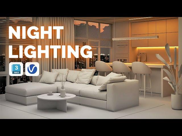 Night Lighting Interior Scene with V-Ray in 3Ds Max