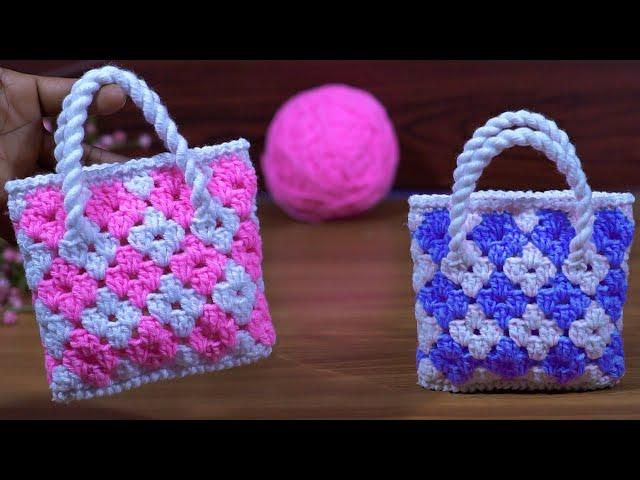 Crochet small bag tutorial #Woolen crochet bag making #Easiest crochet for beginners #easy