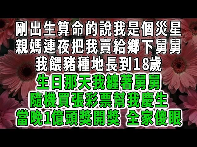 剛出生算命的說我是個災星，親媽連夜把我賣給鄉下舅舅，我餵豬種地長到18歲，生日那天我纏著舅舅隨機買張彩票幫我輕聲，當晚1億頭獎開獎全家傻眼#荷上清風 #爽文