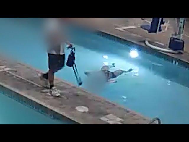 Las Vegas-area gym video surveillance shows swimmers exercising feet away as woman struggles, drowns