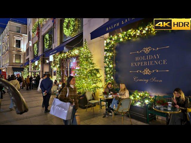 London's Busy Christmas Weekend - 2024  Tour of Central London under Christmas Light [4K HDR]