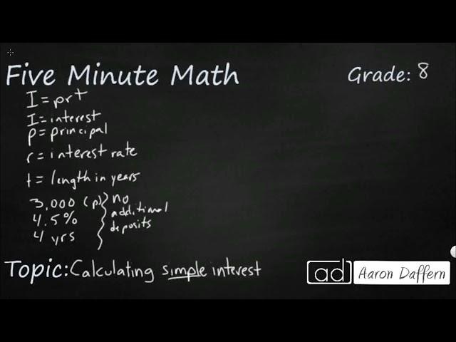 8th Grade Math Calculating Simple Interest