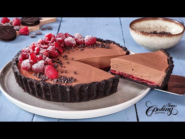 No-Bake Chocolate Raspberry Pie - Unbelievably Easy Chocolate Pie Recipe