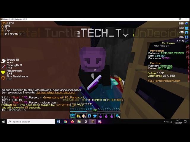 JartexNetwork Factions - TurtleTECH_TV Hitting through doors Bug Abusing