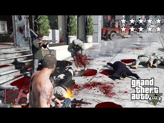 GTA 5 - Franklin, Lamar and Trevor's Ten Star Escape From PONSONBYS