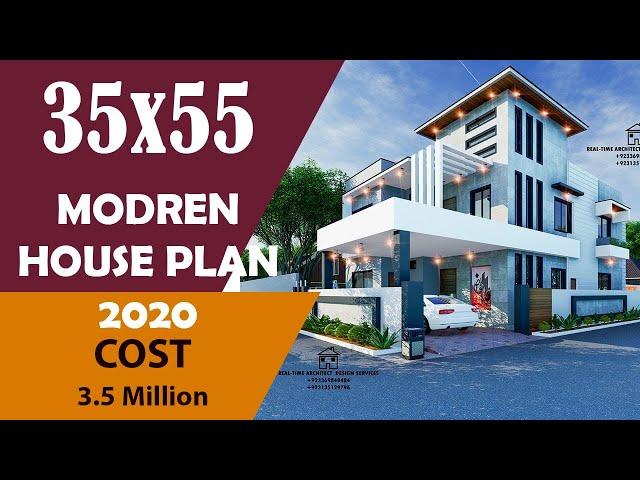 35 x 55 feet house plan 3d | 210 sq yard 6 bhk latest home design | north facing -Plan#110