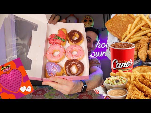 Krispy Kreme Valentine's Day Donuts, Canes Vs Laynes & More Epic Cheat Day! #cheatday