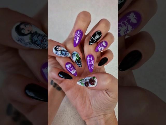 #shorts DIY Tim Burton's Corpse Bride nails art 