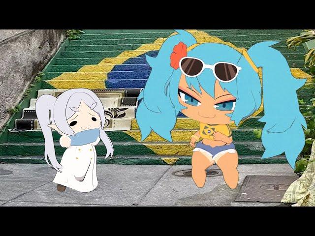 Frieren and Brazilian Miku vibing