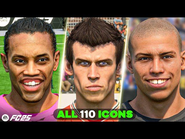 FC 25 ALL 110 ICONS - Player Faces (Bale, Ronaldo, Ronaldinho, Zidane, etc.)