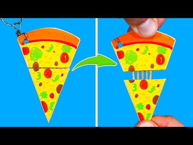 How to make keychain pizza from paper. Fidget toys