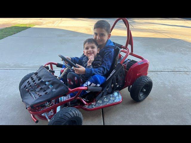 BMXBoys opened their Christmas gift and guess what it is?! Go-Bowen Baja Kids Electric 48v Go-Kart