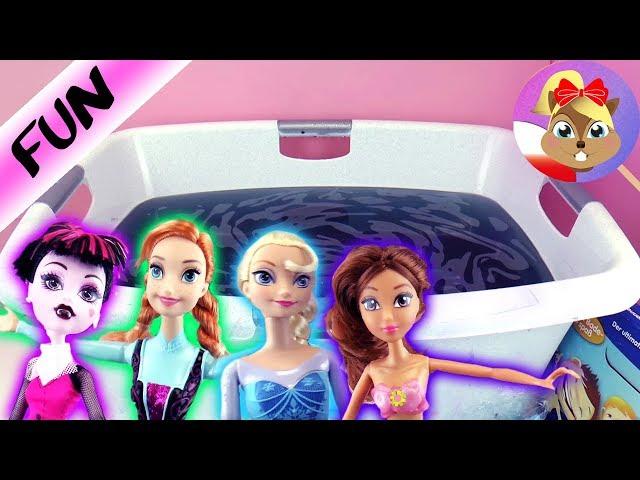 Elsa, Anna, Violetta i Draculaura razem w basenie | Zabawki Tinti | Monster High, Kraina Lodu