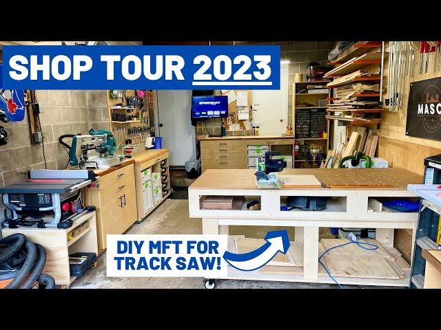 (2023) Woodworking Shop Tour // Small & Efficient One Car Garage Workshop (20' x 12')