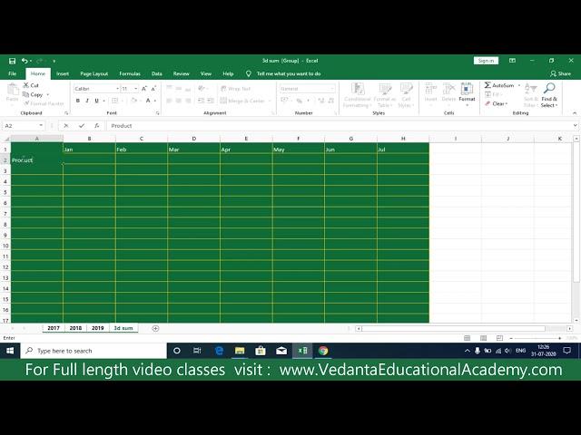 MS Excel - Format Multiple Sheets at a time I Vedanta Educational Academy