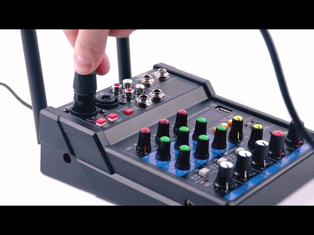 XTUGA D4M Audio Mixer with Wireless Microphone