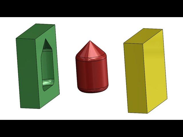  SOLIDWORKS TUTORIAL || mold tools || Simple mold design using cavity feature.