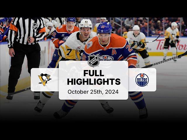 Penguins at Oilers | October 25, 2024 | NHL Full Game Highlights