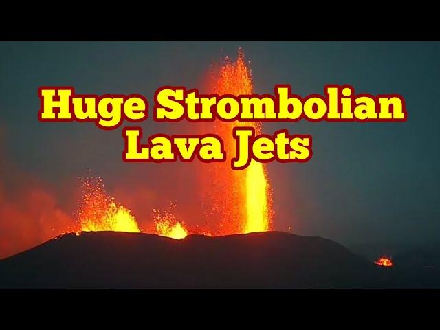 Huge Strombolian Lava Jets, Iceland Volcano Fissure Eruption, Relaxing Inspired Music