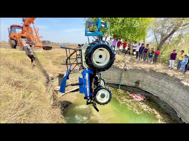 New Holland 3630  4x4 Tractor Jumped in well with 2mb reversible Plough rescue by hydra