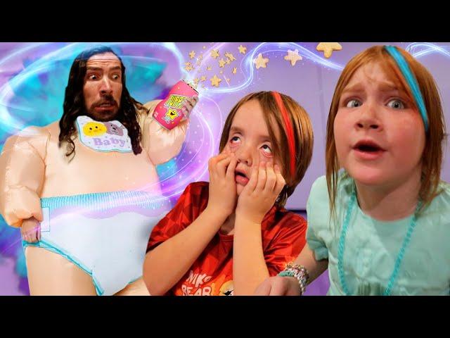 DAD accidentally eats MAGiC BABY PUFFS!!  Adley & Niko turn into MEGA BABiES with crazy Super Powers