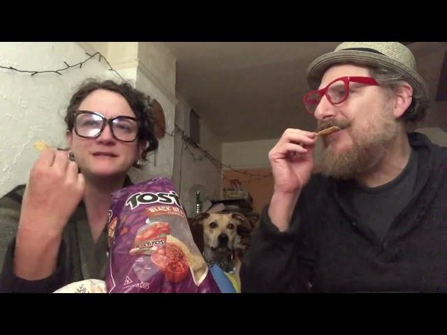 Nate and Emily Tostito black bean and garlic Chip Test! With Salsa!