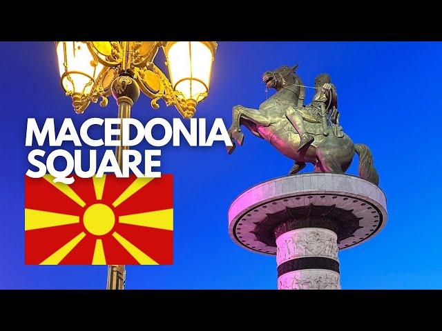  Walking Around Macedonia Square, Skopje, North Macedonia / Hotel Bonbon Skopje [4K]