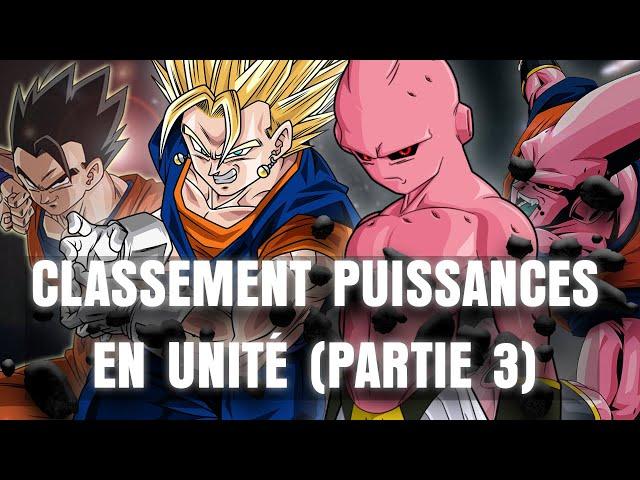 CLASSEMENT des PUISSANCES en UNITÉ dans DRAGON BALL Z (Part.3)