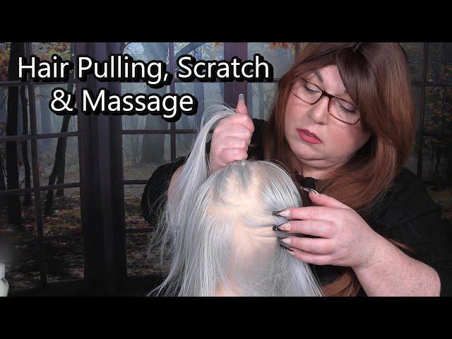 ASMR Hair Pulling, Scalp Scratching with Long Nails, Scalp Oiling, Scalp Massage for Dry Scalp