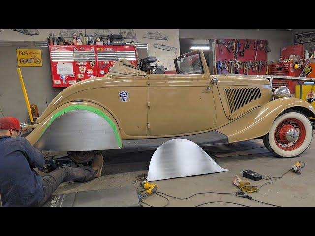 Fabricating fender skirts from scratch for our 1934 Ford Cabriolet  part 2