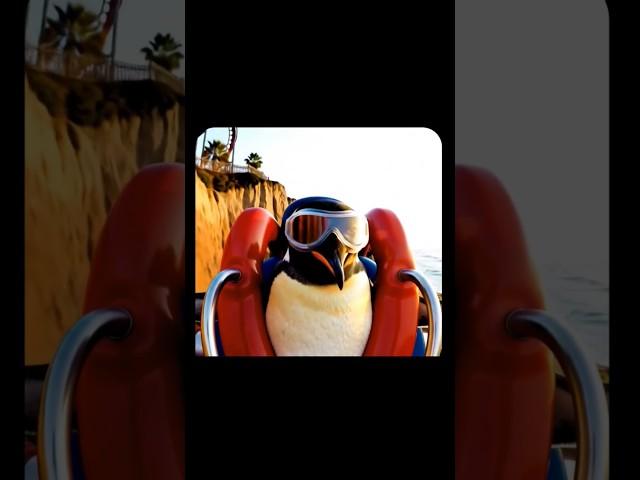 This penguin tried the fastest roller coaster in the world #zipcoaster #rollercoaster #ai #shorts