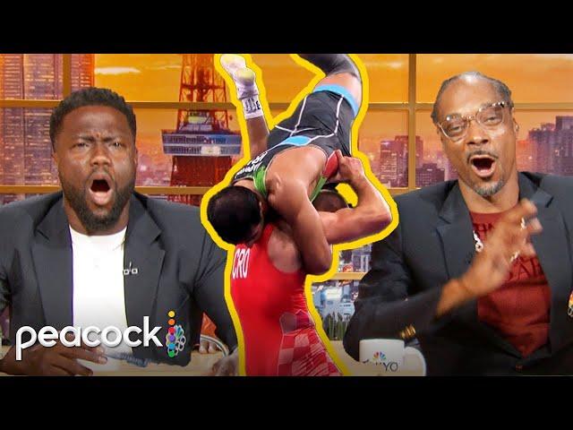 Nut Crackin' Moves from Greco-Roman Wrestlers | Olympic Highlights With Kevin Hart and Snoop Dogg