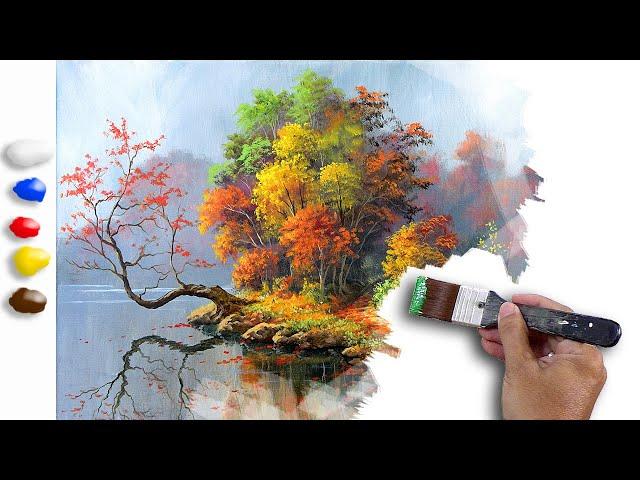 Acrylic Painting Landscape / Autumn in the Lake/ Time-lapse / JMLisondra